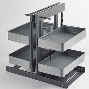 转角拉篮厨房橱柜拐角小怪物全拉出双层抽屉式收纳置物架阻尼拉篮