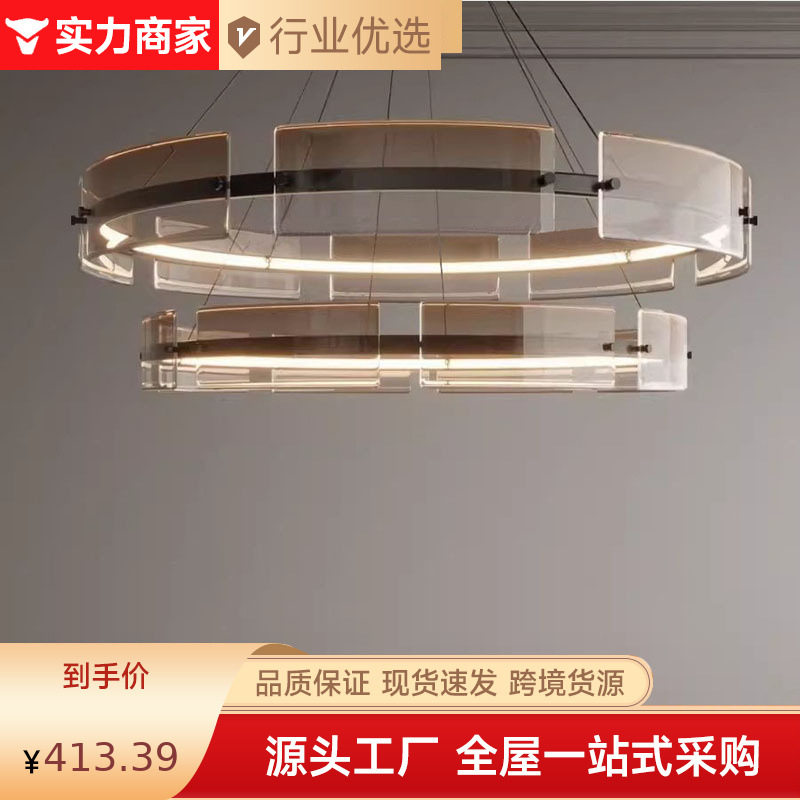 意式极简餐厅吊灯环形茶色玻璃设计师现代轻奢别墅简约卧室吊灯具