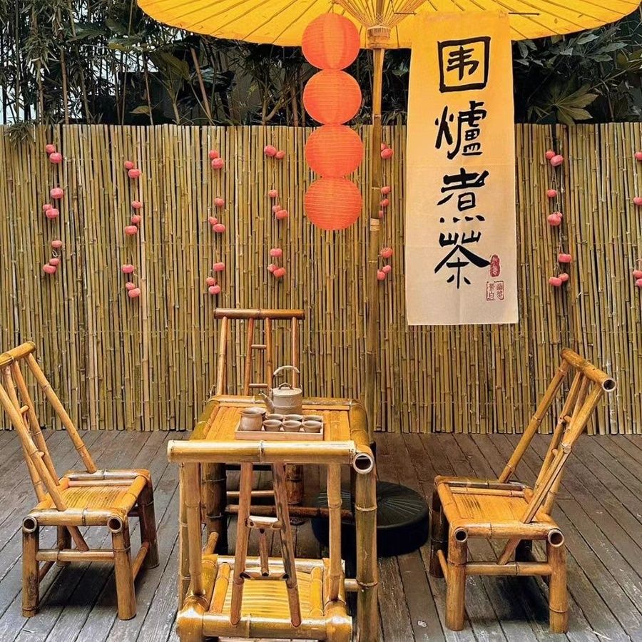 复古手工竹编靠背椅儿童周岁拍照