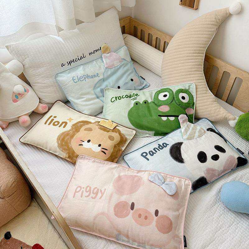 A类纯棉双层纱儿童枕套一对装全棉30x50cm枕头套学生单枕芯内胆套