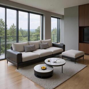 棉麻布艺沙发可拆洗客厅简约现代意式沙发大小户型猫爪皮直排沙发