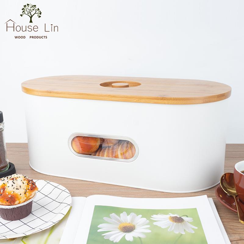 热销欧式厨房面包箱金属大号平盖面包收纳箱收纳箱