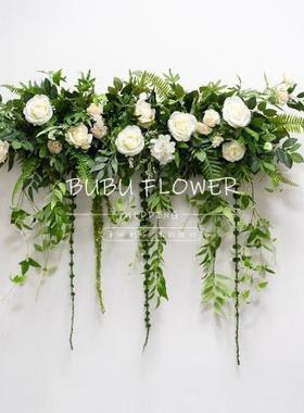 新款森系仿真藤蔓蓝色挂花仿真花挂墙墙面十里红妆婚庆用品头花