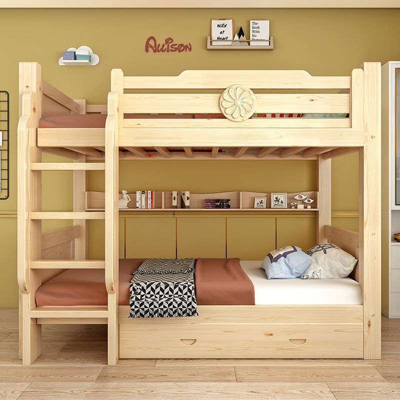 上下床全实木现代简约儿童床高低床母子床上下铺成人梯柜子母床