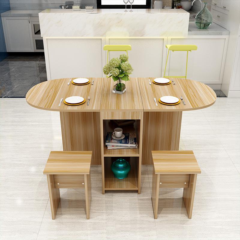 简约小户型折叠餐桌椅组合长方形可移动简易餐桌吃饭桌家用4人6人