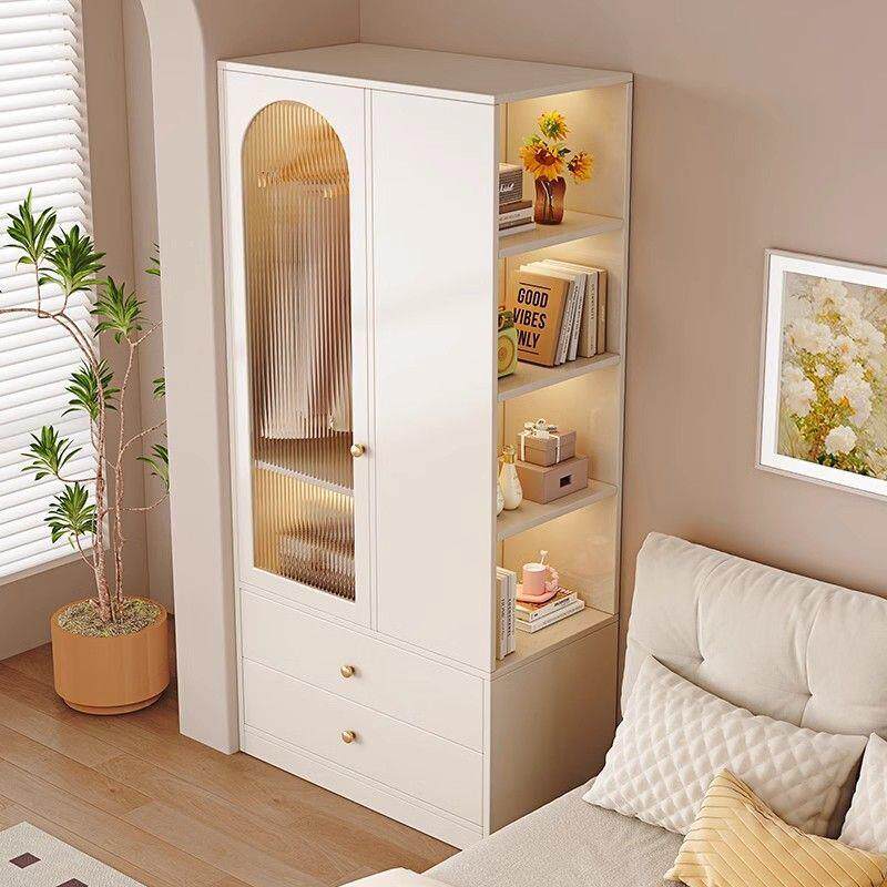实木衣柜床头柜一体简约奶油风小户型卧室家用衣橱床边收纳储物柜
