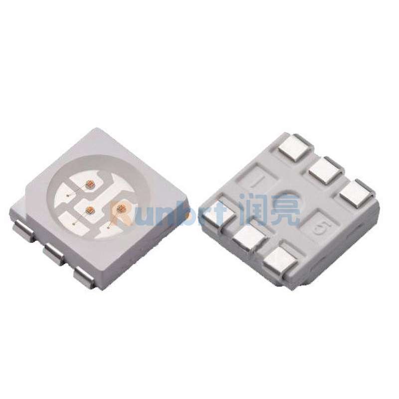 5050RGB缺口为负高亮三色贴片led红绿蓝六脚发光二极管TOP灯珠