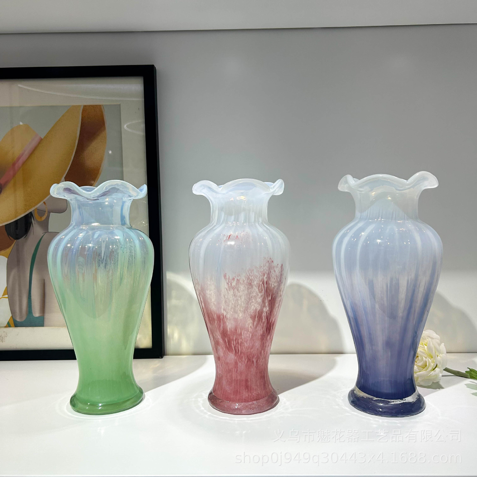法式中古风美人玻璃花瓶家居样板间客厅软装高级感艺术插花器装饰图片
