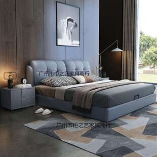皮床1.8米主卧2米大床现代简约科技布艺双人床1.5m储物轻奢风婚床