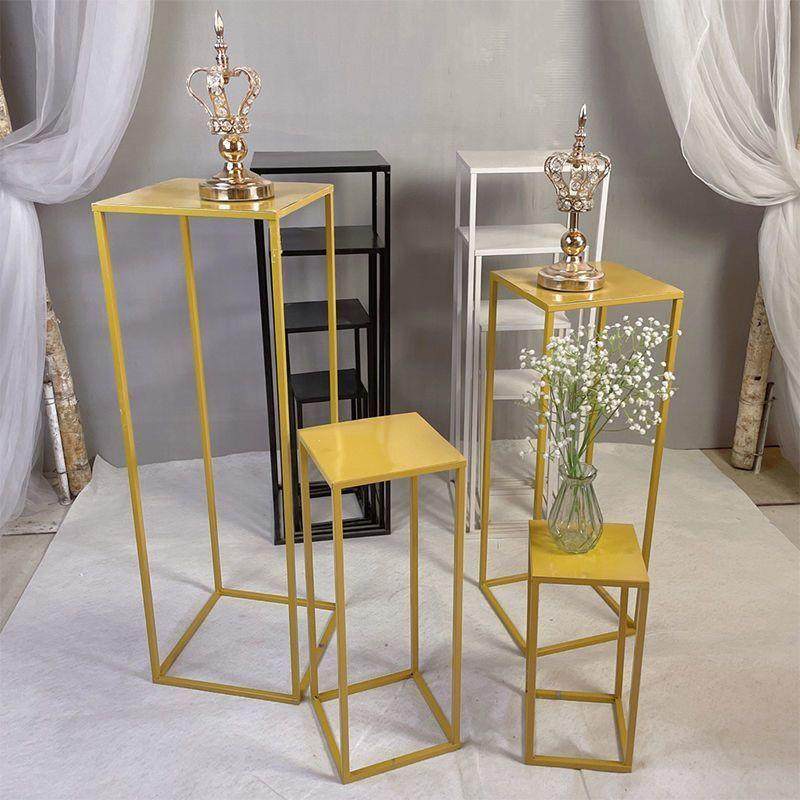 婚庆新款几何路引长方形铁艺甜品台长方体花器摆件T台花架装饰