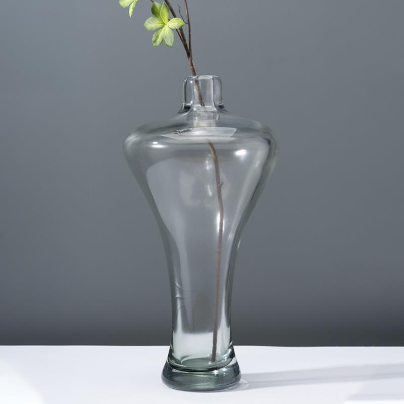 欧式简约透明花瓶桌面插花玻璃瓶小口径大号瓶子家居软装摆件