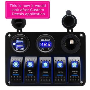 热销改装汽车游艇五位组合开关面板翘板开关带USB电压表电源母座