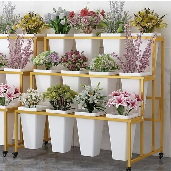 花店鲜花展示架多层阶梯式花架移动摆地摊网红花桶可移动
