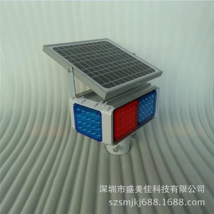 太阳能LED四面红蓝爆闪灯高亮