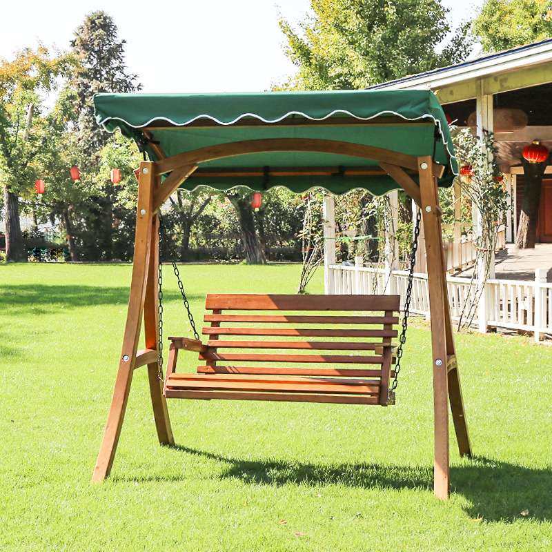 野人谷实木秋千户外摇椅庭院儿童摇篮椅家用室外秋千阳台双人吊椅