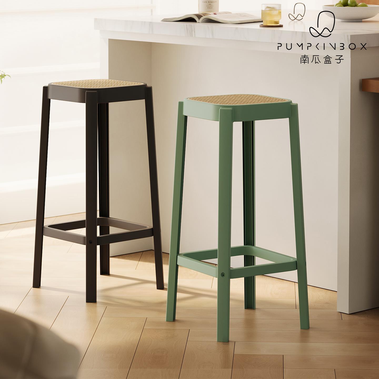 北欧吧台椅家用小户型休闲 椅户外阳台塑料加厚椅子简约酒吧高脚