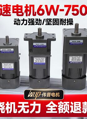 伟普调速电机6-400w可调无极变速 微型小型齿轮减速电机交流220v