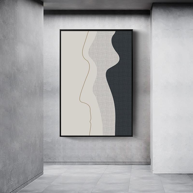 现代北欧抽象线条色块极简大幅落地玄关装饰画客厅沙发办公室挂画图片