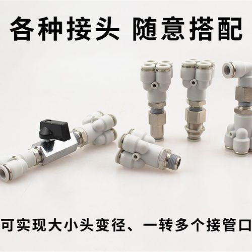 Y型五通接头PRX6-01外螺纹一转四8-02气管快接KQ2UD气动快插10-03