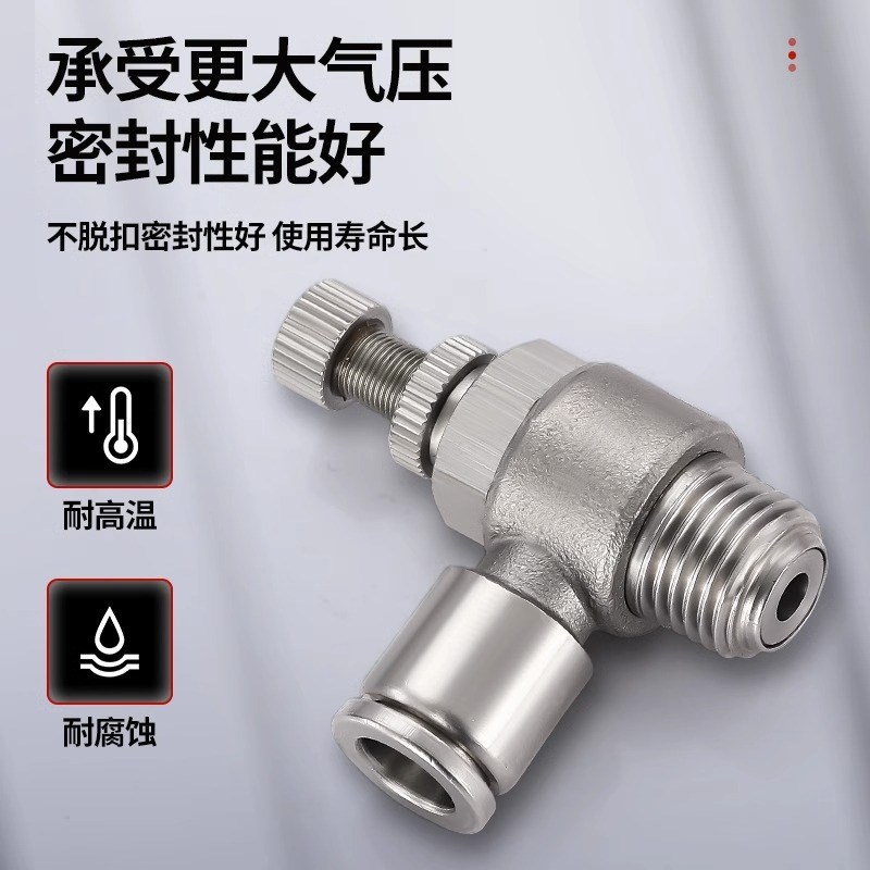304不锈钢SL节流阀气管快插单向调节气动气缸接头8-02 6-01 12-04