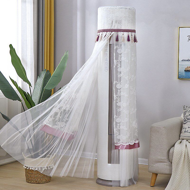 开机不取免摘款素雅简约白色圆柱柜机罩圆形立式空调罩防尘套