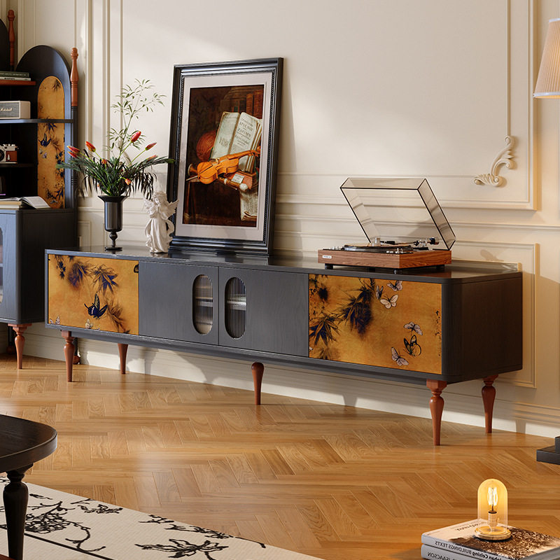 博高宜木法式复古电视柜客厅家用实木收纳储物柜中古风电视柜地柜,住宅家具,茶几+电视柜,淘宝优惠券,粉丝福利购,淘宝优惠卷