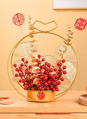 速发结婚订婚小摆件场景装婚饰房布置客厅摆台婚礼喜花篮备婚用品