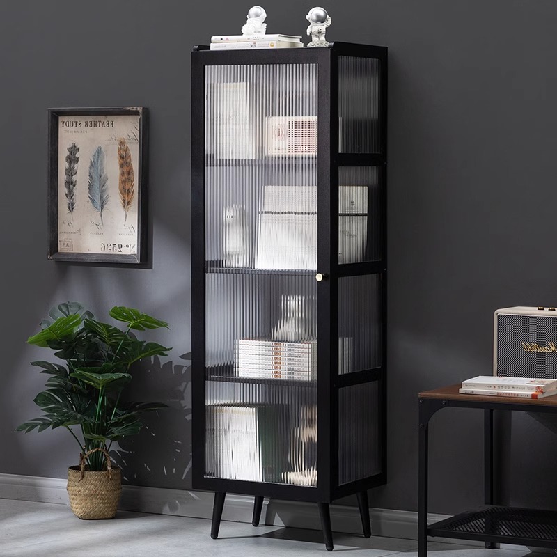 速发书玻子落架矮柜儿童防尘带柜璃门实木书地置物架家用储物简易