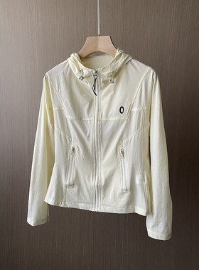 速发轻母凉感透气防晒衣字薄收腰防晒服连外拉链开衫短帽套皮肤衣