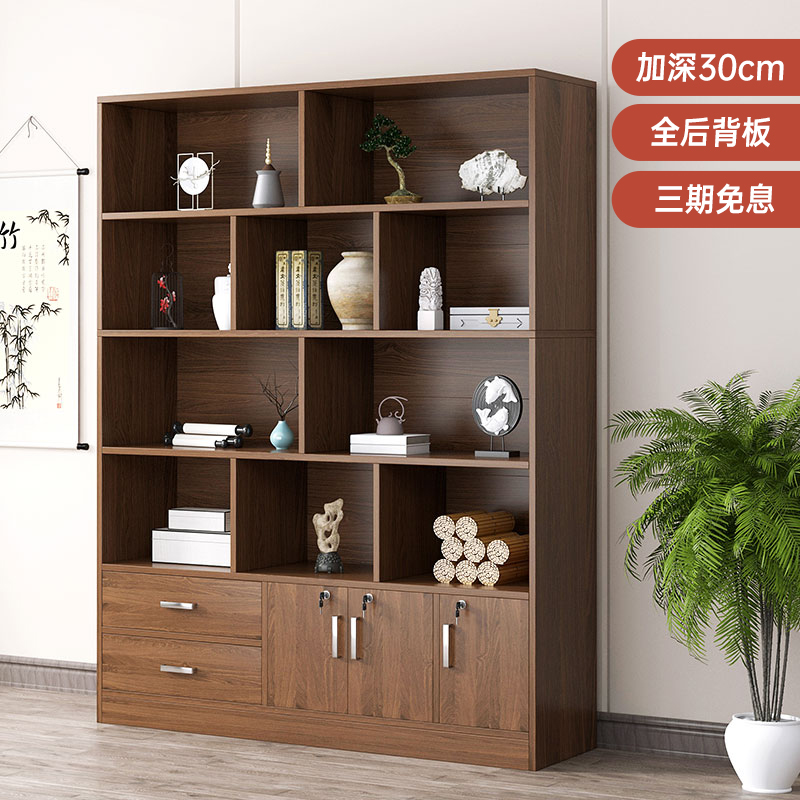 速发博古架实木色中式收纳柜架柜简约客厅酒示柜茶展子茶柜置物架