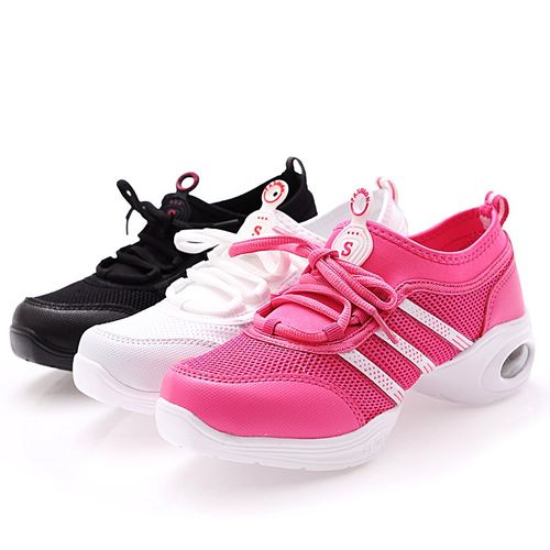 速发新身健美操网面成人广场舞中跟跳底软舞鞋健款鞋