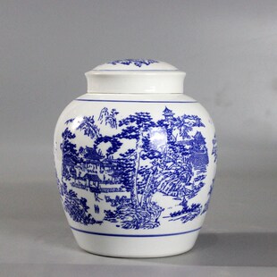 速发陶瓷盒坛带盖景德镇大号骨坛殡迁用用骨罐葬坟具品