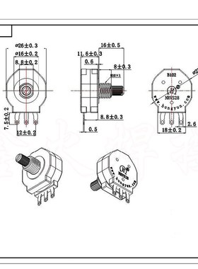 逆变电焊机电位器RVS28G B103双联电位器 2W10K电流调节推力开关