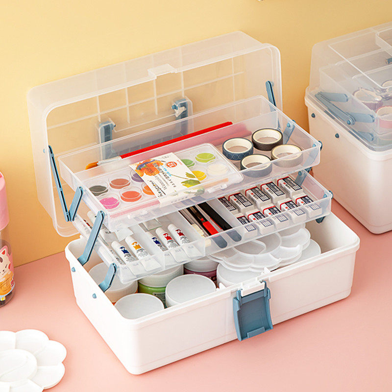 美术工具箱画画美甲师专用多功能画箱文具小学生收纳工具箱子13寸