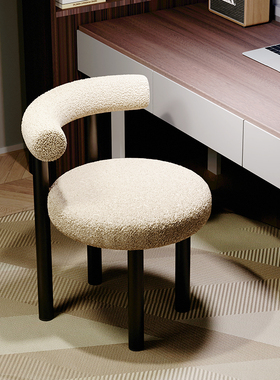 速发椅妆化生卧室羊羔绒小胖椅简约餐椅轻奢主级高卧凳子梳妆台椅