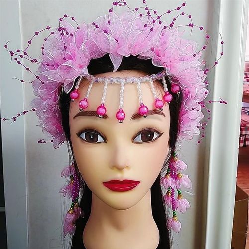 速发新款秧歌/花场舞头广头戴花环大秧歌演出头饰花环鬓角花