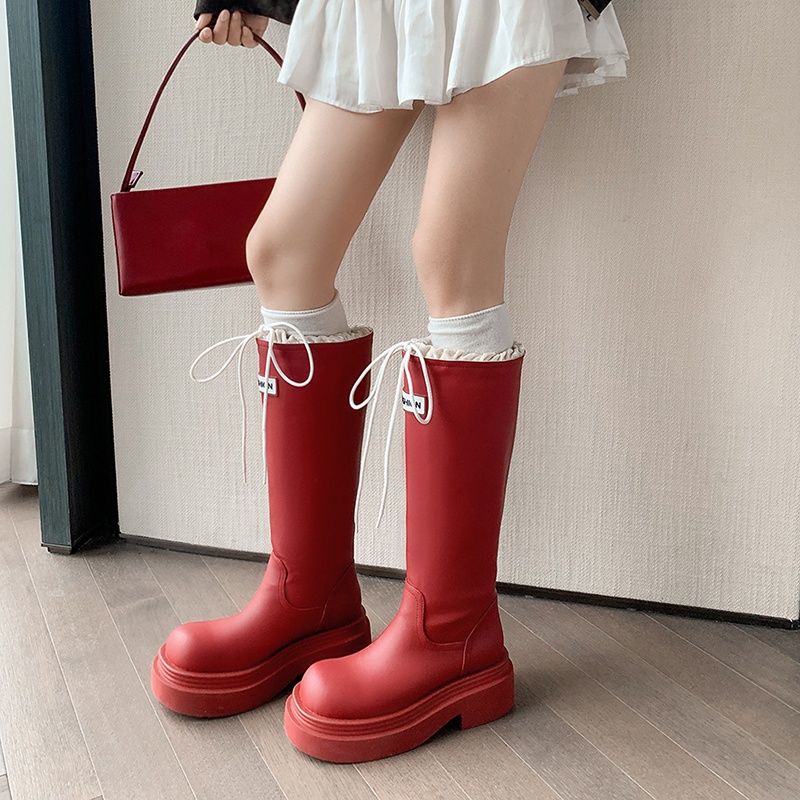 6cm舒适圆头粗跟长筒瘦瘦靴