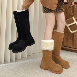 高筒皮毛一体雪地靴女内增高2025冬季 两穿加绒加厚保暖棉靴子 新款