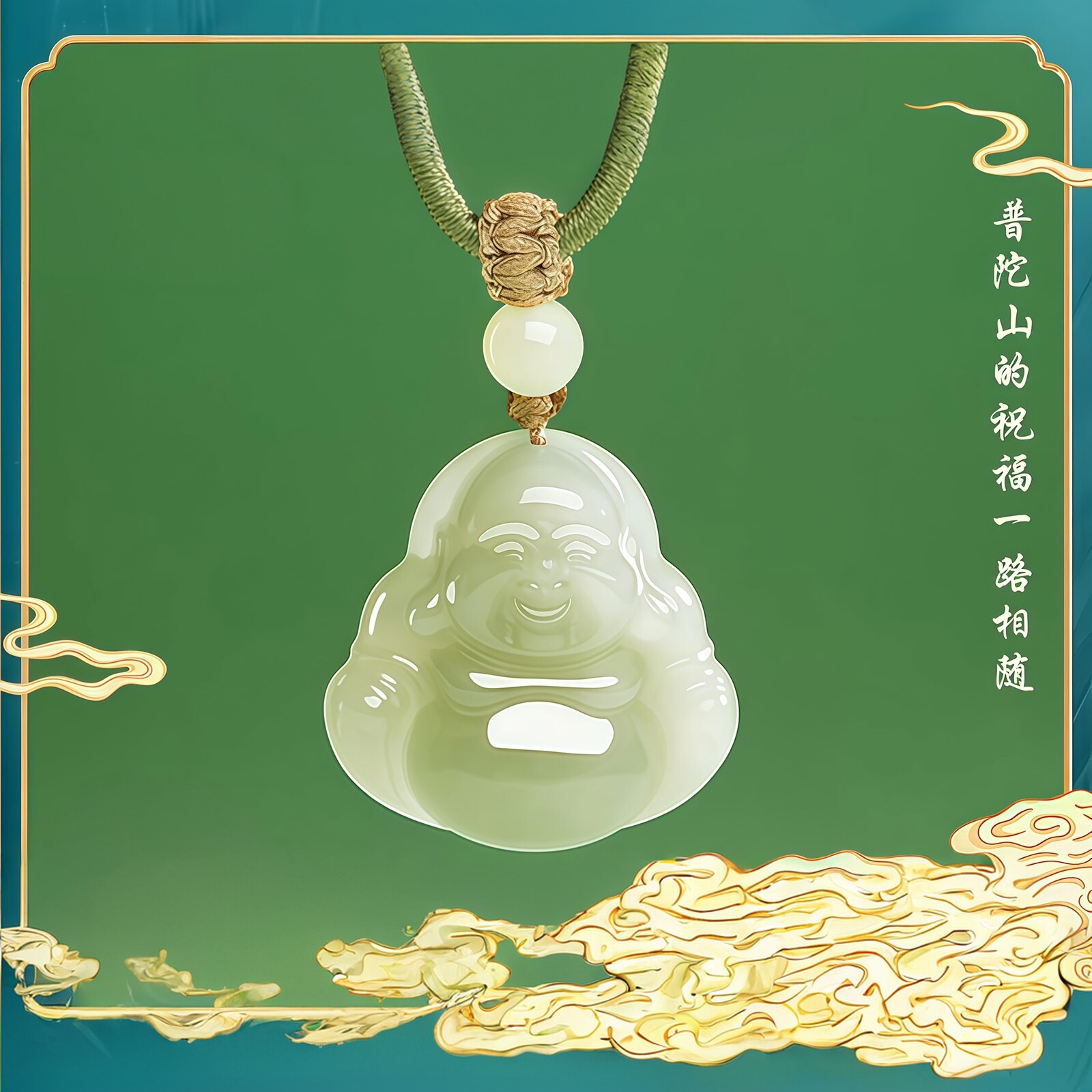 普陀山文创天然和田玉吊坠