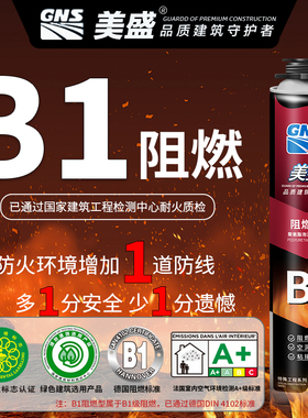 美盛B1阻燃型发泡剂防火耐高温门窗填充隔热保温隔音高粘发泡剂