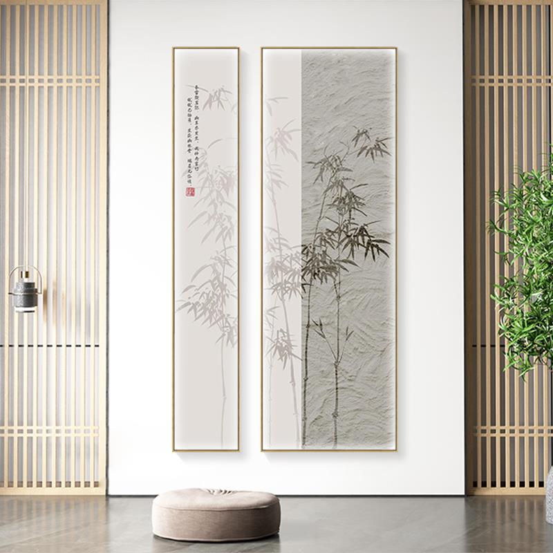 水墨宣言新中式玄关装饰画走廊楼梯松竹图组合墙画中国风禅意挂画图片