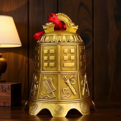 黄铜八仙钟挂件13厘米八宝铜铃铛铜钟挂件八卦钟13公分八仙