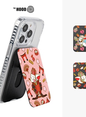 THE HOODxMittsu Kumi艺术家联名 Flippy 磁吸皮革卡套 手机支架 适用于磁吸苹果iPhone手机 可摆放多卡