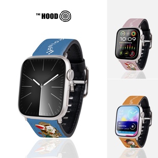 HOODxKumi Watch 香港艺术家联名搞怪招财猫 Apple 十字压纹牛皮皮革手表表带 适用苹果 THE