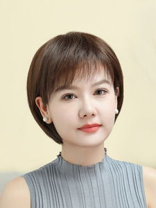 佰美丝假发女全头套自然短直发波波头bobo全真人发丝短发中老年