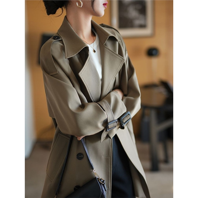 高端轻奢中短款气质风衣女春秋洋气时髦小个子垂感抗皱英伦风外套