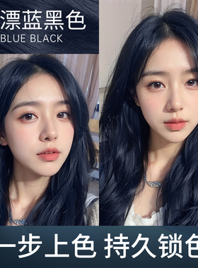 蓝黑色染发膏植物纯自己在家染发剂泡泡鸢尾蓝免漂官方正品天然女