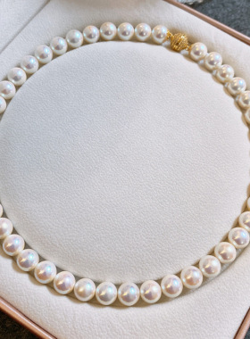 磁吸扣母贝珠粉彩珍珠项链锁骨链