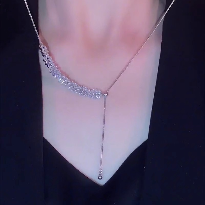 新款麦穗锆石可调节项链女锁骨链