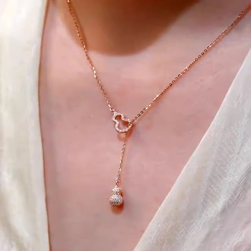 微镶水钻葫芦项链福禄双全锁骨链